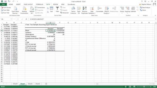 Come utilizzare lo strumento di analisi dei dati t-test in Excel