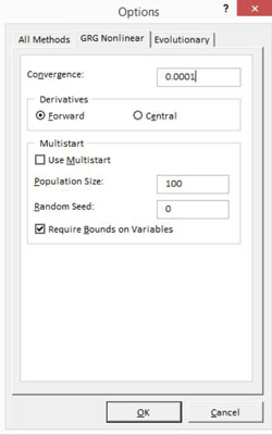 Come utilizzare la scheda GRG non lineare nella finestra di dialogo Opzioni risolutore di Excel