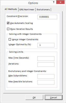 Come utilizzare la scheda Tutti i metodi nella finestra di dialogo Opzioni del risolutore di Excel