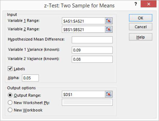 Come eseguire calcoli z-test in Excel