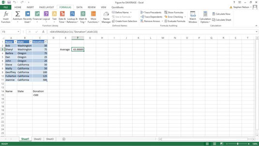 Come utilizzare la funzione DAVERAGE in Excel