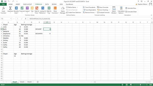 So verwenden Sie die Funktionen DCOUNT und DCOUNTA in Excel