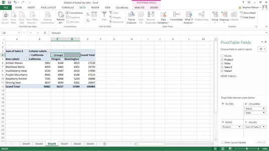 Come raggruppare e separare elementi di dati della tabella pivot di Excel