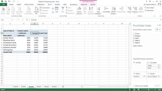 Come raggruppare e separare elementi di dati della tabella pivot di Excel