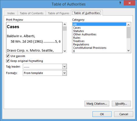 Come creare una tabella delle autorità in Word 2013