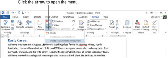 Come rivedere ed eliminare i commenti nei documenti di Word 2013