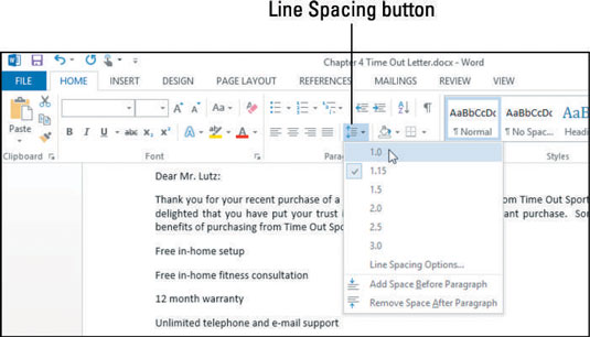 Come regolare gli spazi di riga e paragrafo in Word 2013