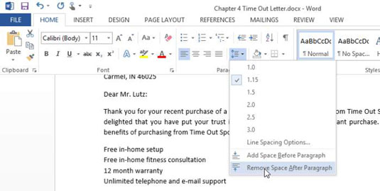 Come regolare gli spazi di riga e paragrafo in Word 2013