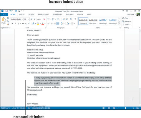 Nozioni di base sul rientro dei paragrafi in Word 2013