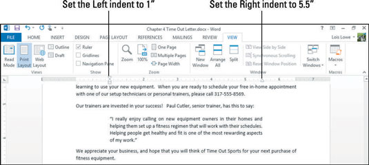 Nozioni di base sul rientro dei paragrafi in Word 2013