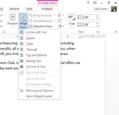 Come modificare le impostazioni a capo automatico per unimmagine nei documenti di Word 2013