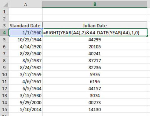 Jak przekonwertować daty na formaty juliańskie w programie Excel