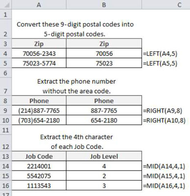 Come estrarre parti di una stringa di testo in Excel