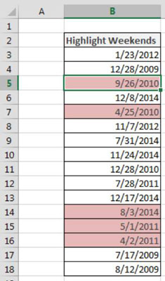 Comment mettre en évidence les dates du week-end dans Excel