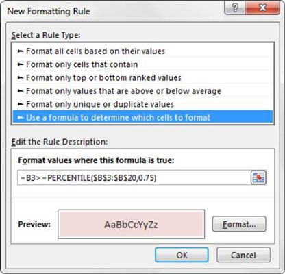 Come evidenziare i dati in base al rango percentile in Excel