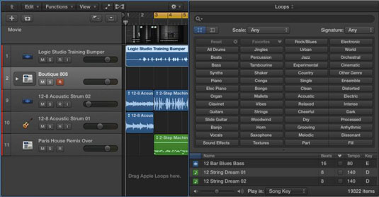 Come aggiungere loop audio in Logic Pro X