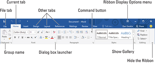 Comprendre le ruban Word 2016