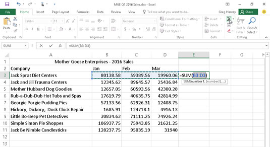 Comment utiliser la somme automatique dans Excel 2016