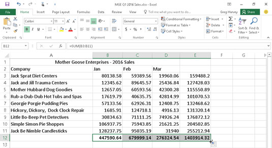 Come utilizzare la somma automatica in Excel 2016