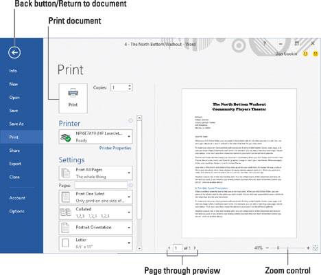 Come visualizzare in anteprima un documento prima della stampa in Word 2016