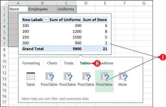 Come utilizzare l'analisi rapida in Excel 2016