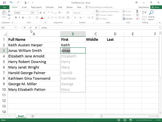 Comment utiliser Flash Fill dans Excel 2016