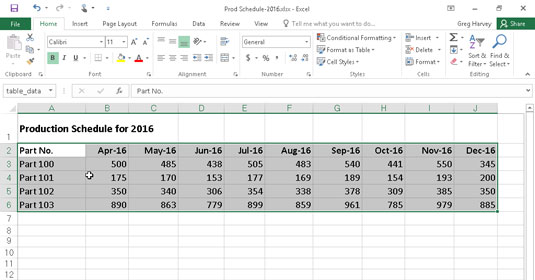 Come selezionare automaticamente un intervallo di celle in Excel 2016