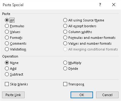 Come utilizzare Incolla speciale in Excel 2016