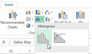 Come creare il grafico statistico dell'istogramma di Excel 2016