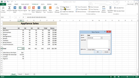 Come lavorare con intervalli denominati in Excel 2013