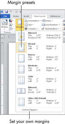 MicrosoftWordでドキュメントの余白を設定する方法