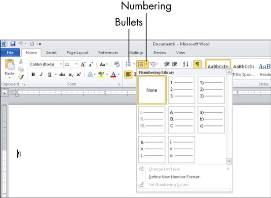 MicrosoftWordで箇条書きと番号付きリストを作成する方法