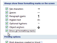 Come mostrare i caratteri non stampabili in Word 2007