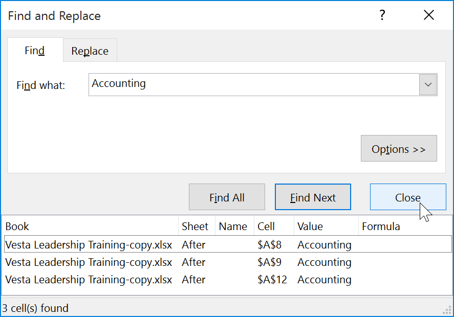 Excel 2019 (Partea 9): funcția Găsește și înlocuiește