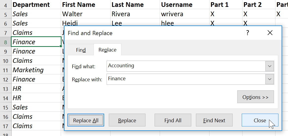 Excel 2019 (Partea 9): funcția Găsește și înlocuiește