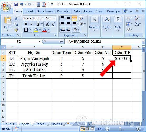 كيفية استخدام الدالة AVERAGE في Excel