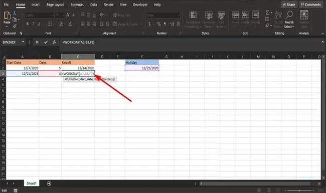 如何在 Microsoft Excel 中使用 WORKDAY 函數