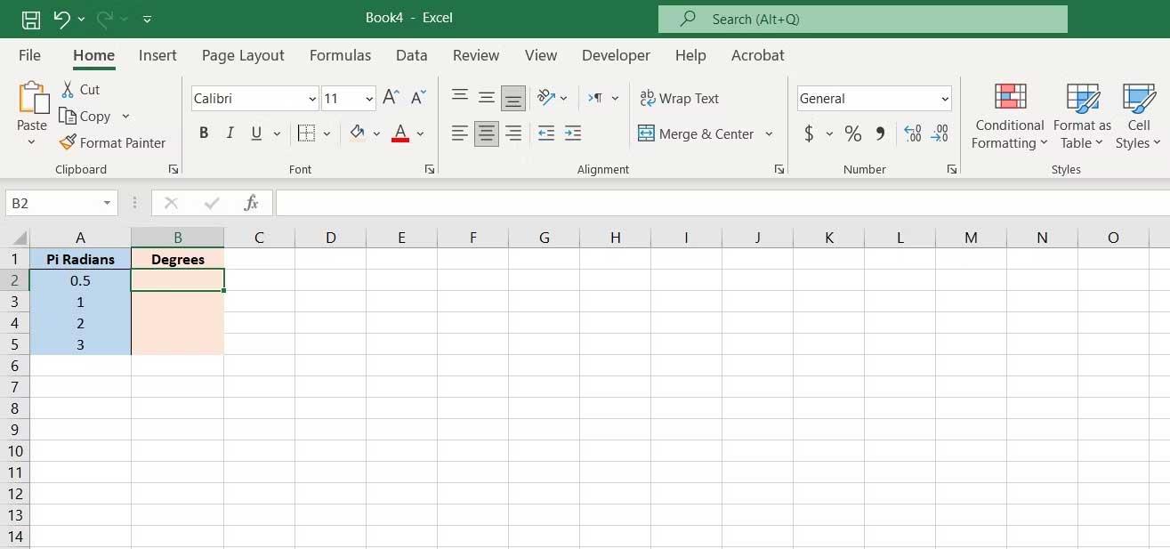 كيفية استخدام وظيفة PI في Excel