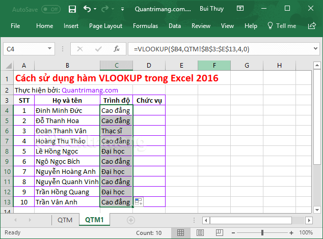 Utilizzo della funzione CERCA.VERT ed esempi specifici