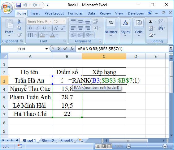 Cómo clasificar en Excel usando la función RANK