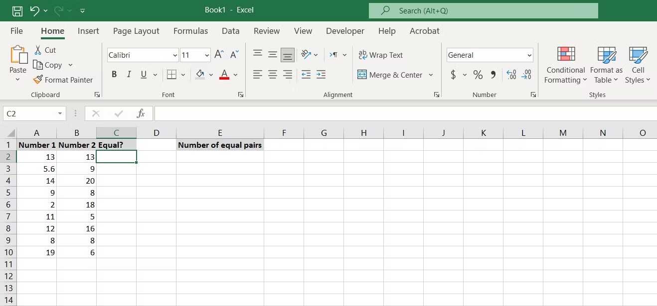 So überprüfen Sie in Excel, ob zwei Werte gleich sind