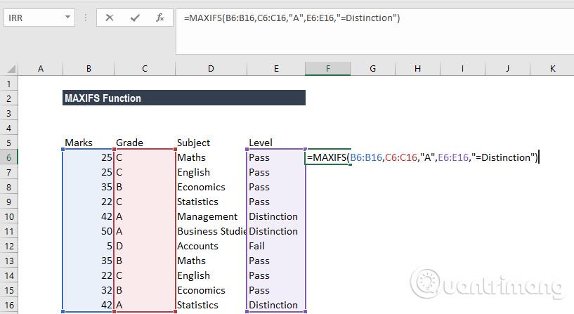 Cara menggunakan fungsi MAXIFS dalam Excel 2016