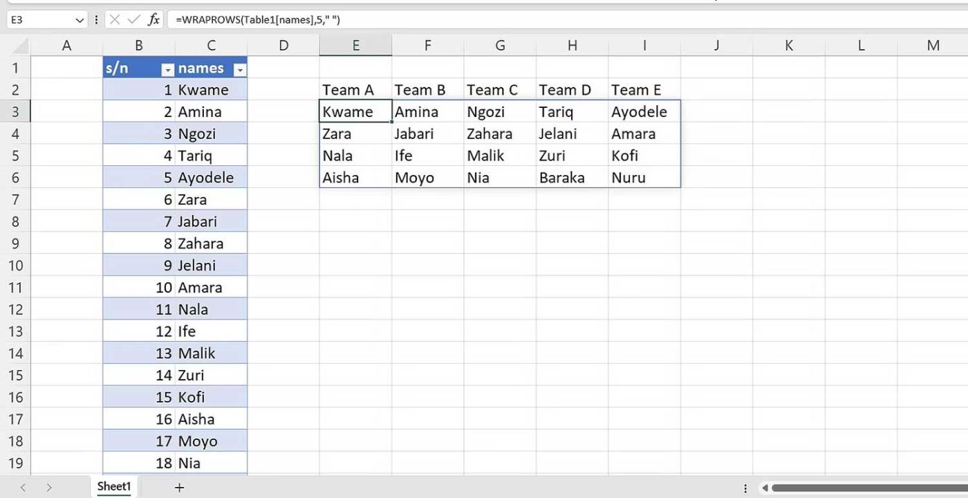 Hoe de WRAPPROS-functie in Excel te gebruiken