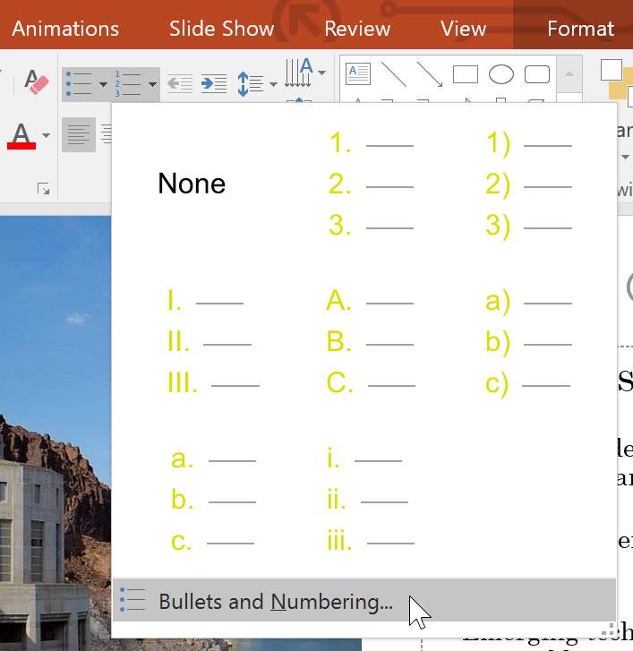 PowerPoint 2019 (الجزء 12): القائمة