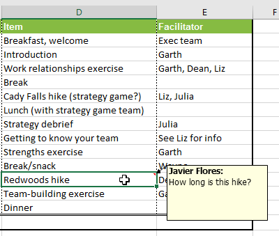 Excel 2019 (parte 24): commenti e coautori