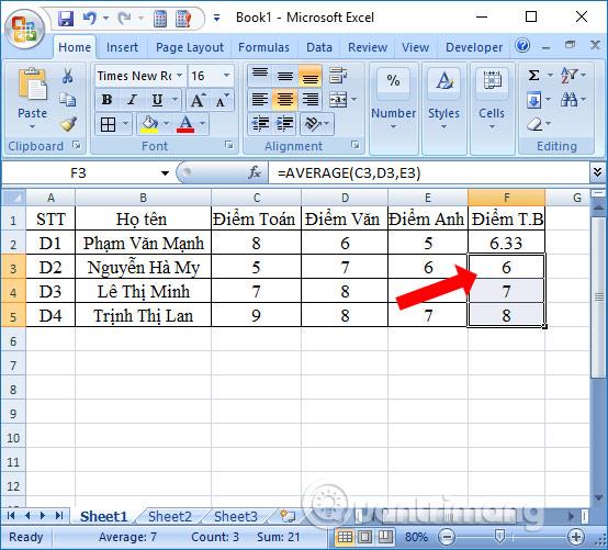 كيفية استخدام الدالة AVERAGE في Excel