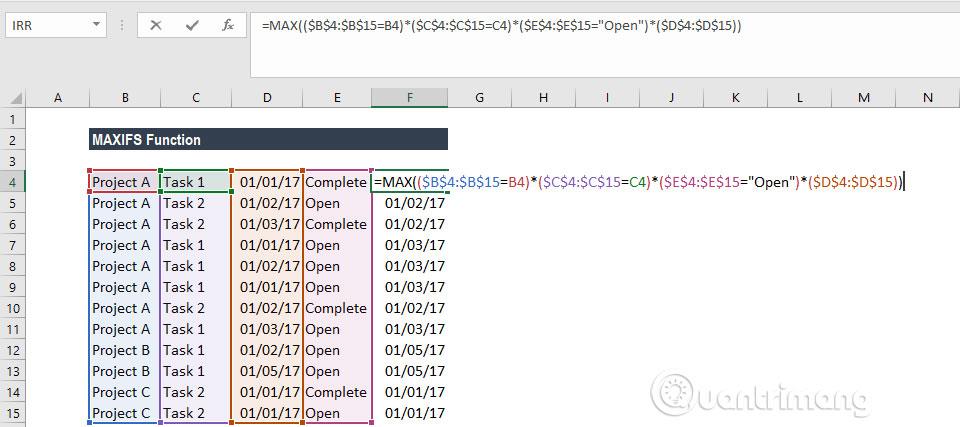 Hoe de MAXIFS-functie in Excel 2016 te gebruiken