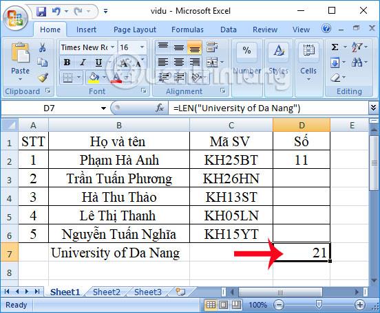 LEN-functie in Excel: Functie om de lengte van een string te verkrijgen