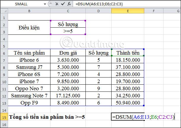 Cara menggunakan fungsi DSUM untuk mengira jumlah dengan keadaan kompleks dalam Excel
