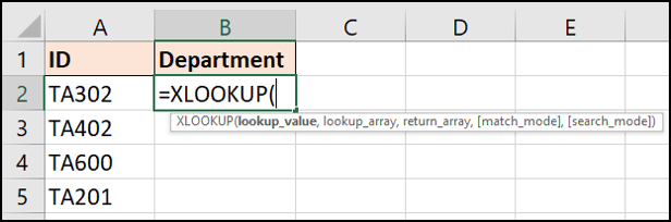 Cum se utilizează funcția XLOOKUP în Excel